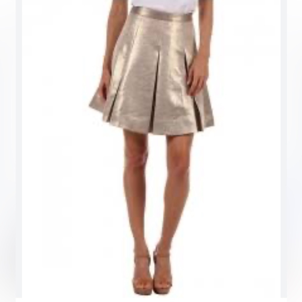 Kate spade skirt the rules Elegant Gold Pleated Skirt size 8 worn on TV
